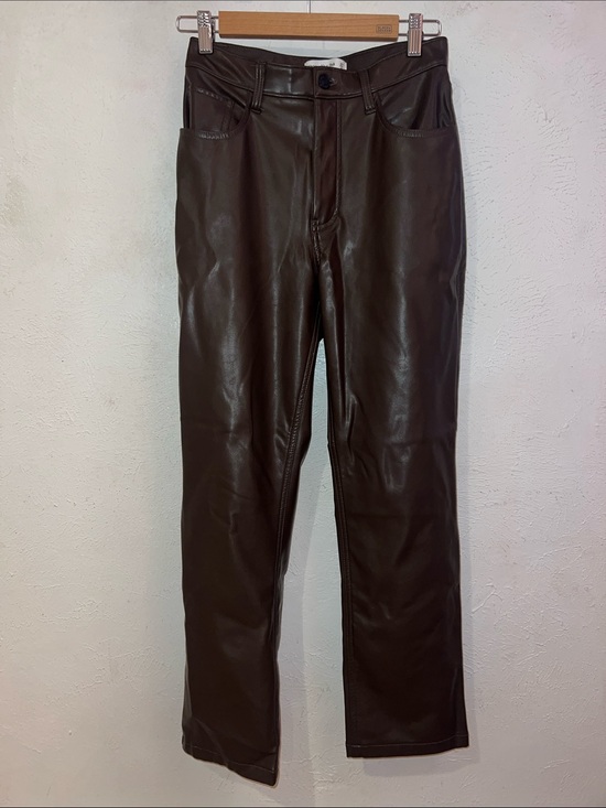 Abercrombie & Fitch Pants - Abercrombie & Fitch Brown Faux Leather High-Rise Straight Pants